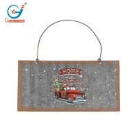 Wall sign Metal truck square sign Christmas metal sign with handle